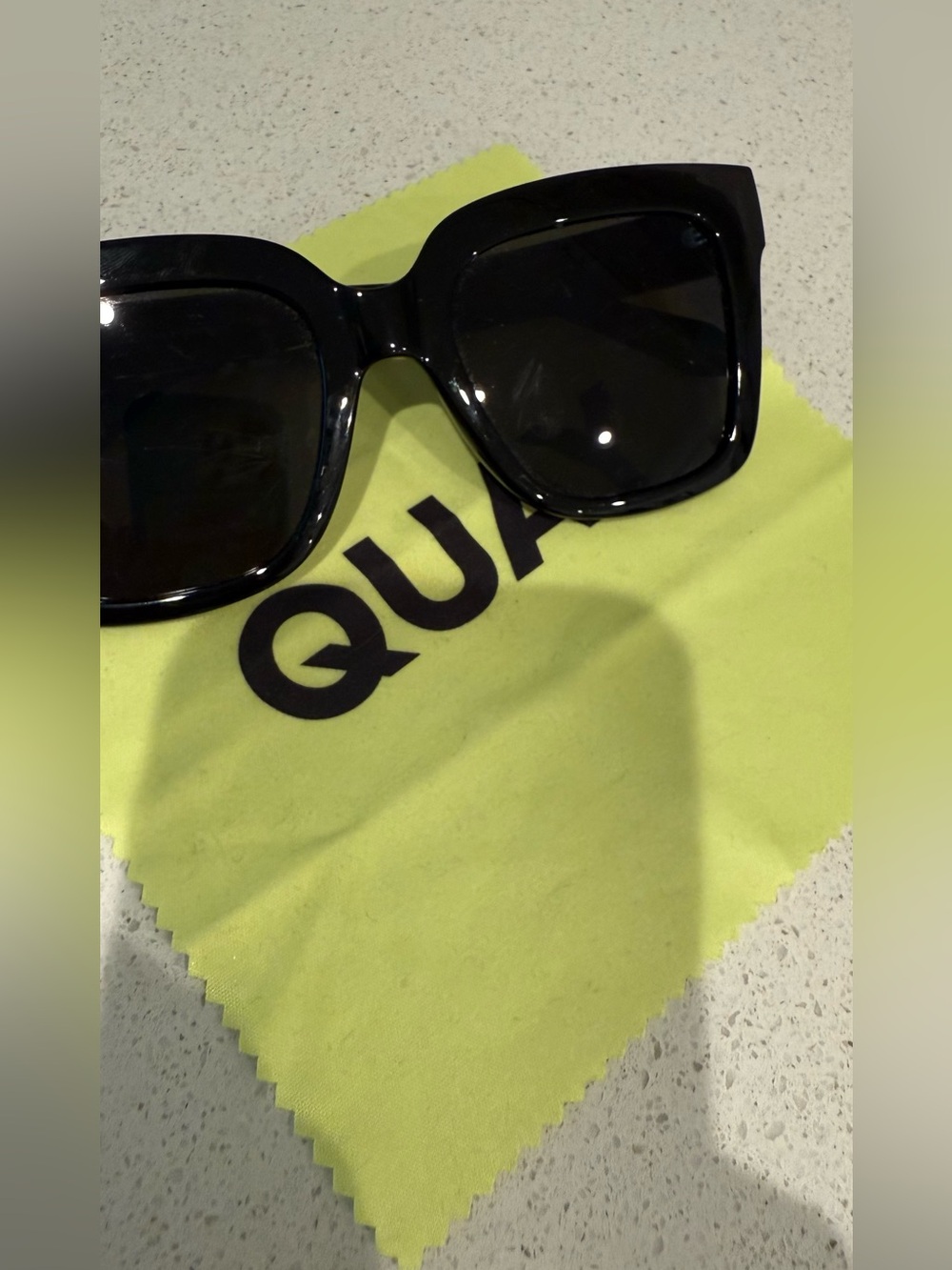 Quay Australia Black Oversized Square Sunglasses with Dark Lenses